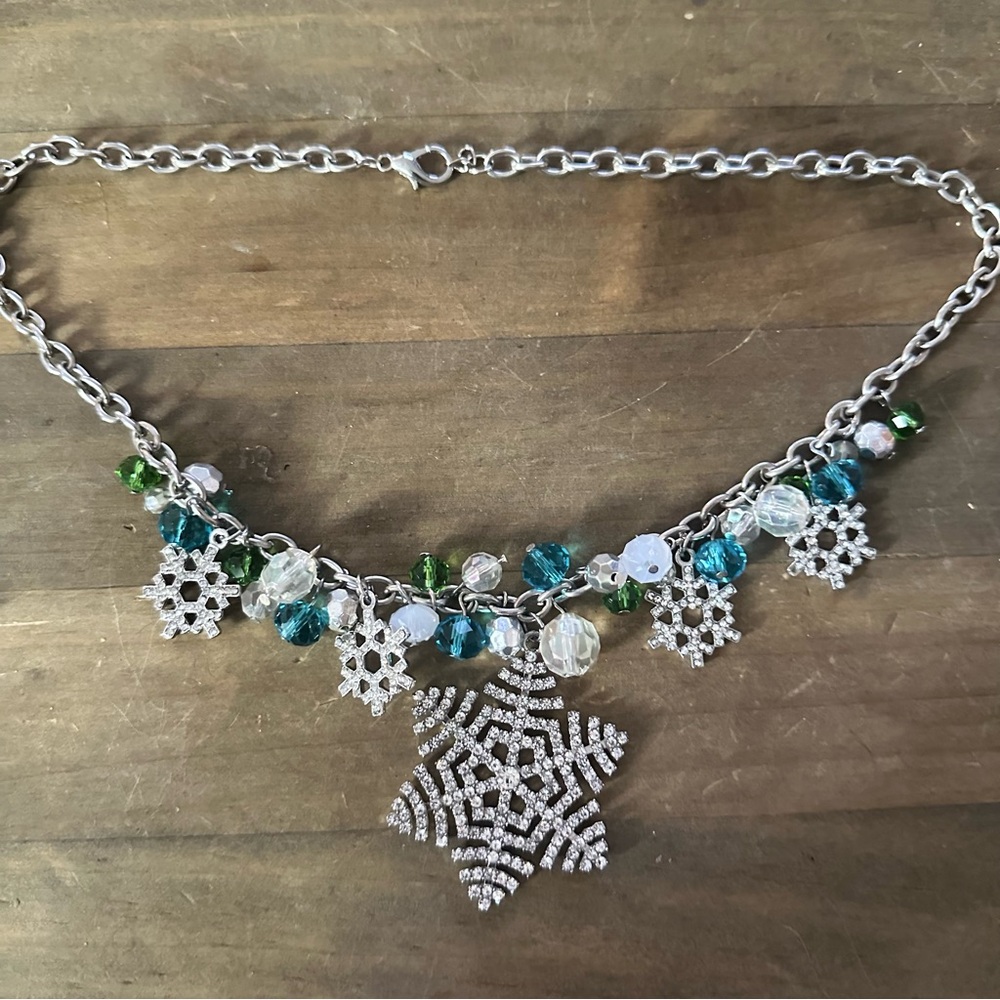Snowflake Charm Statement Necklace - image 3